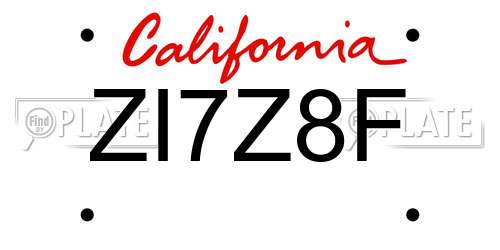 ZI7Z8F California License Plate