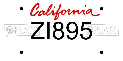 ZI895 California License Plate