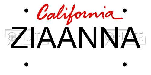 ZIAANNA California License Plate