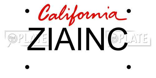 ZIAINC California License Plate