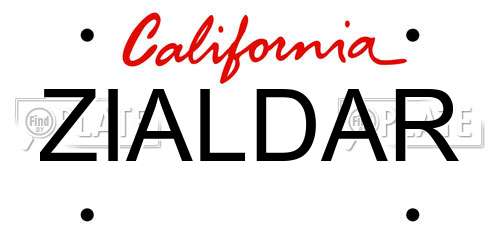 ZIALDAR California License Plate