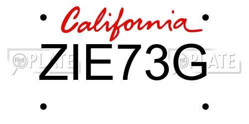 ZIE73G California License Plate