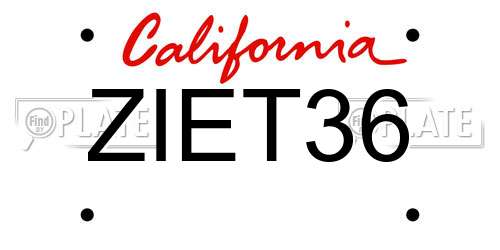 ZIET36 California License Plate