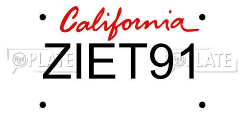 ZIET91 California License Plate