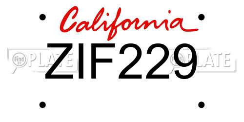 ZIF229 California License Plate