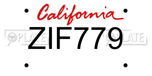 ZIF779 California License Plate