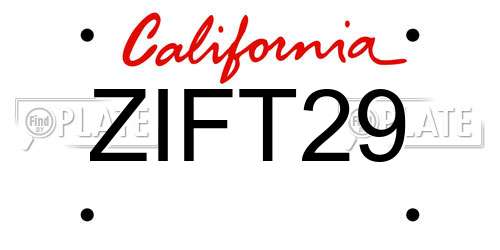 ZIFT29 California License Plate