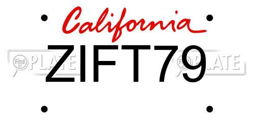 ZIFT79 California License Plate