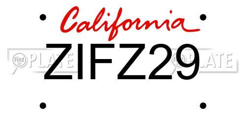 ZIFZ29 California License Plate