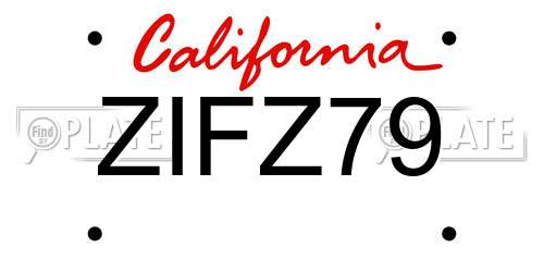 ZIFZ79 California License Plate