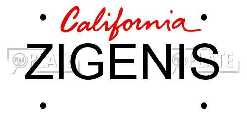 ZIGENIS California License Plate