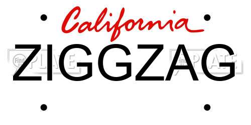 ZIGGZAG California License Plate