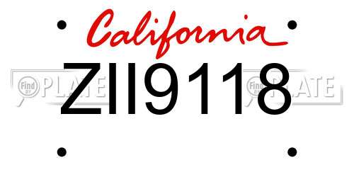 ZII9118 California License Plate