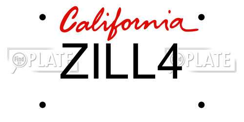 ZILL4 California License Plate