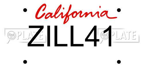 ZILL41 California License Plate