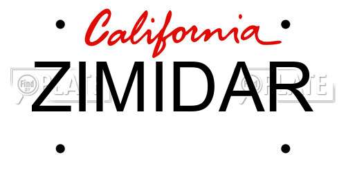 ZIMIDAR California License Plate