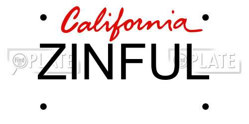 ZINFUL California License Plate