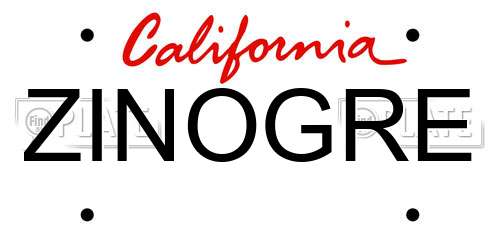 ZINOGRE California License Plate