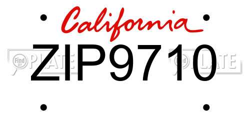 ZIP9710 California License Plate