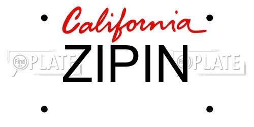 ZIPIN California License Plate