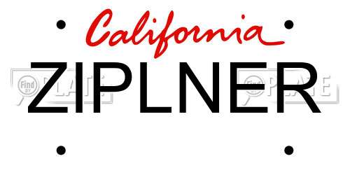 ZIPLNER California License Plate