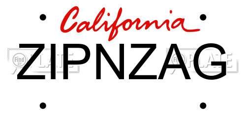 ZIPNZAG California License Plate