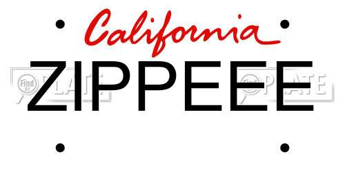 ZIPPEEE California License Plate