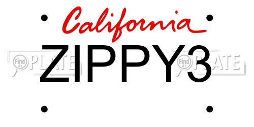 ZIPPY3 California License Plate