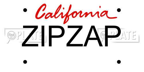 ZIPZAP California License Plate