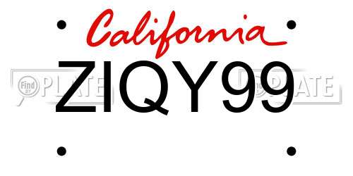 ZIQY99 California License Plate