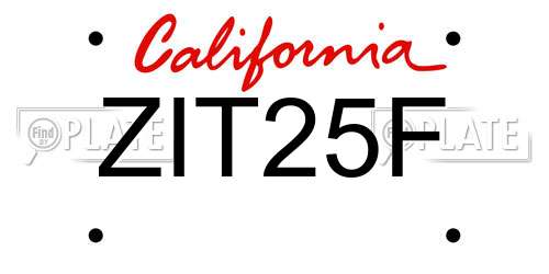 ZIT25F California License Plate