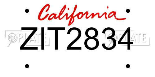 ZIT2834 California License Plate