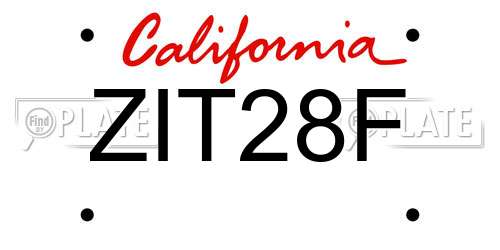 ZIT28F California License Plate