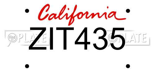 ZIT435 California License Plate