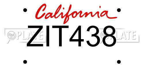 ZIT438 California License Plate