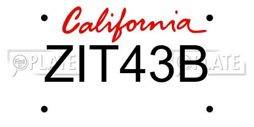 ZIT43B California License Plate