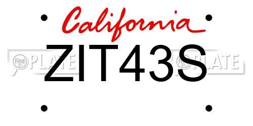 ZIT43S California License Plate