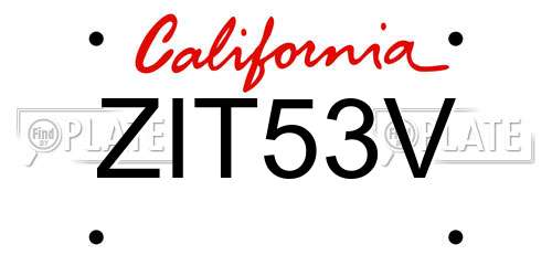 ZIT53V California License Plate
