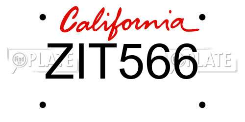 ZIT566 California License Plate