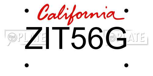 ZIT56G California License Plate