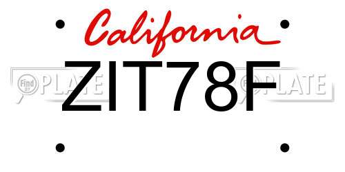 ZIT78F California License Plate