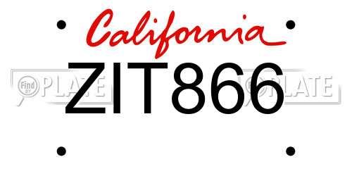 ZIT866 California License Plate