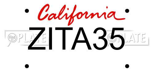 ZITA35 California License Plate