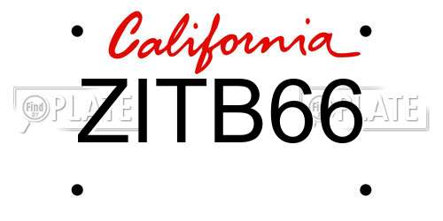 ZITB66 California License Plate