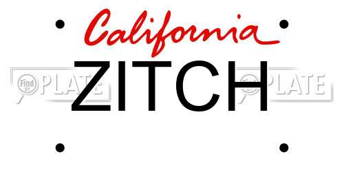 ZITCH California License Plate