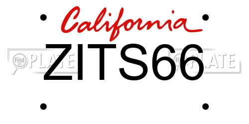ZITS66 California License Plate