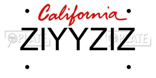 ZIYYZIZ California License Plate