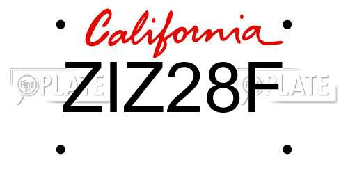 ZIZ28F California License Plate