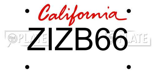 ZIZB66 California License Plate