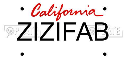ZIZIFAB California License Plate